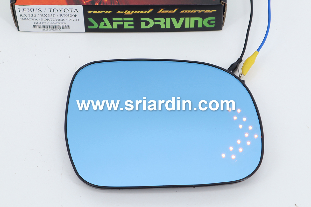 Toyota Harrier 04-06 Blue Side Mirror Glass with LED Signal