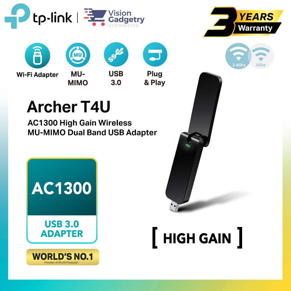 TP-Link Archer T4U AC1300 Wireless Dual Band USB Adapter USB 3.0 High