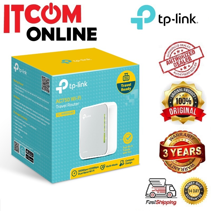 TP-LINK WIFI N300 DUAL BAND AC750 TRAVEL ROUTER (TL-WR902AC)