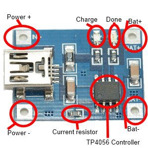 TP4056 1A Li-Ion LiPo Battery Charging, Mini Micro USB Power Charger