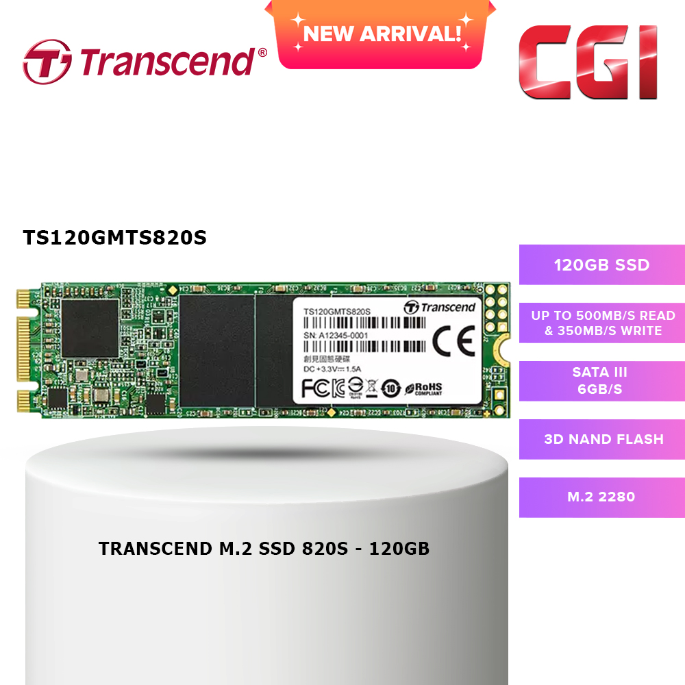 Transcend 120GB SATA III 6Gb/s 3D NAND M.2 2280 SSD - TS120GMTS820S