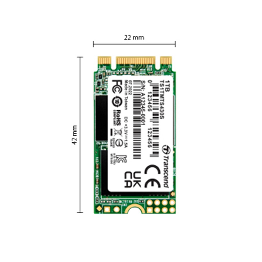 Transcend 128GB SATA III 6Gb/s M.2 2242 3D NAND SSD - TS128GMTS430S