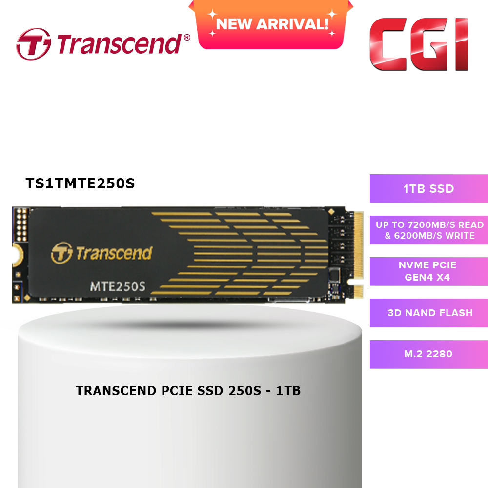 Transcend 1TB 250S NVMe PCle 3D NAND M.2 2280 SSD - TS1TMTE250S