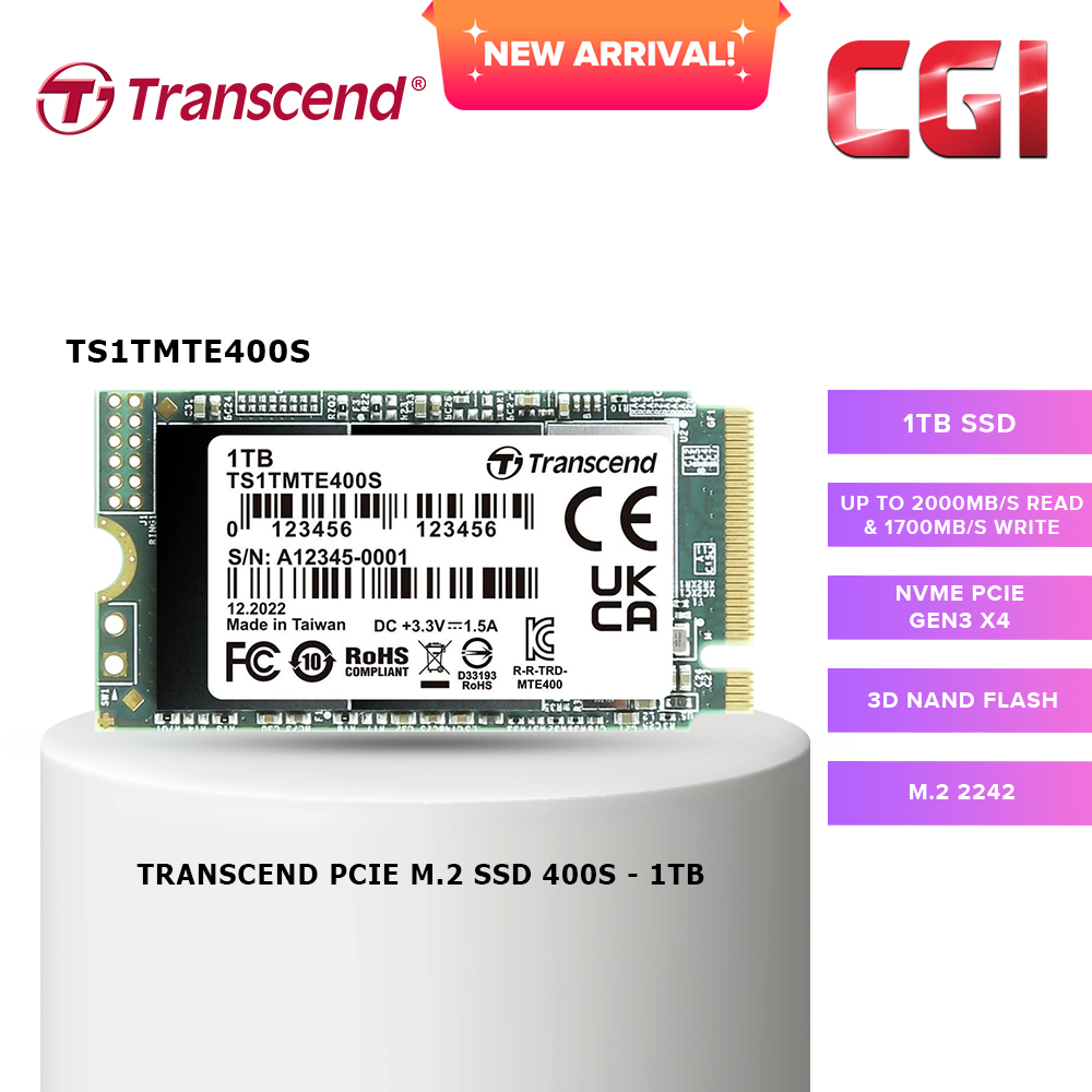Transcend 1TB MTE400S NVMe PCIe Gen3 x4 SSD - TS1TMTE400S