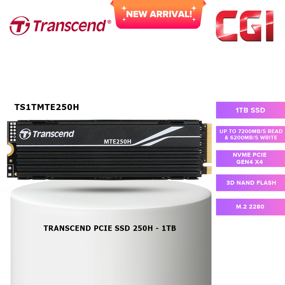 Transcend 1TB NVMe PCIe Gen4 x4 3D NAND SSD - TS1TMTE250H