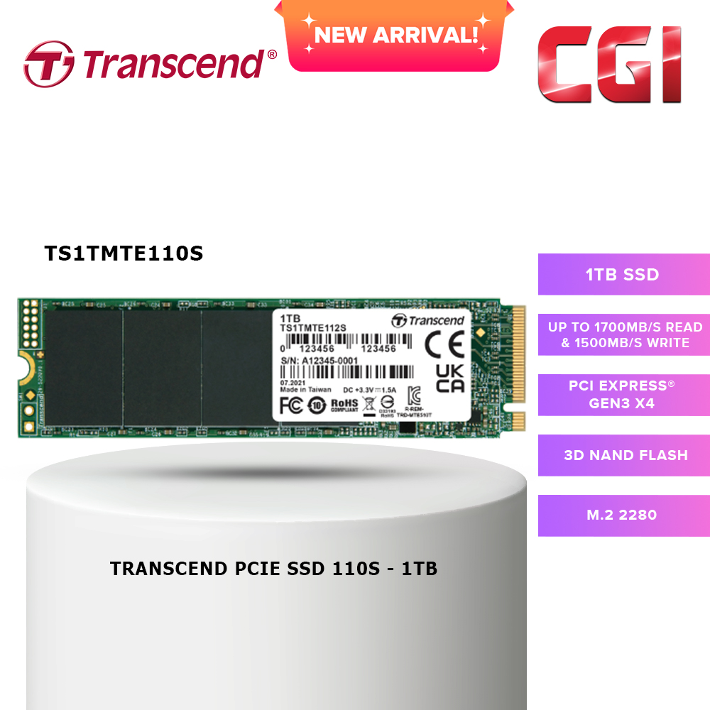 Transcend 1TB PCle 110S 3D NAND M.2 2280 SSD - TS1TMTE110S