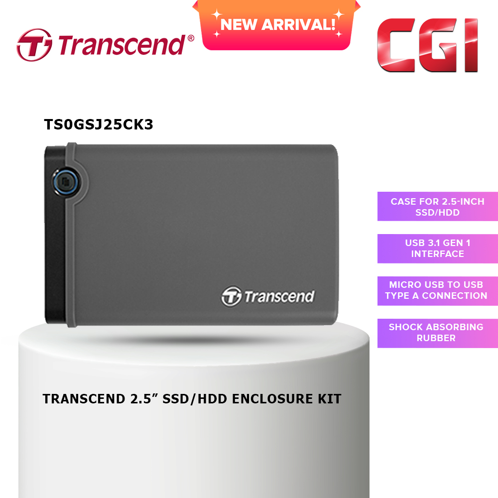 Transcend 2.5&#8221; USB 3.1 Gen 1 SSD/HDD Enclosure Kit - TS0GSJ25CK3