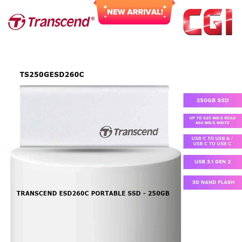 Transcend 250GB ESD260C USB 3.1 Gen 2 Portable SSD&#65293;TS250GESD260C