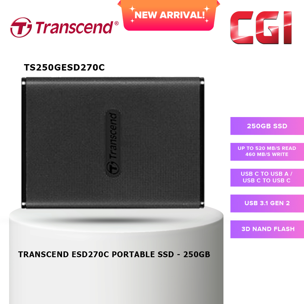Transcend 250GB USB 3.1 Gen 2 Type-C Portable SSD - TS250GESD270C