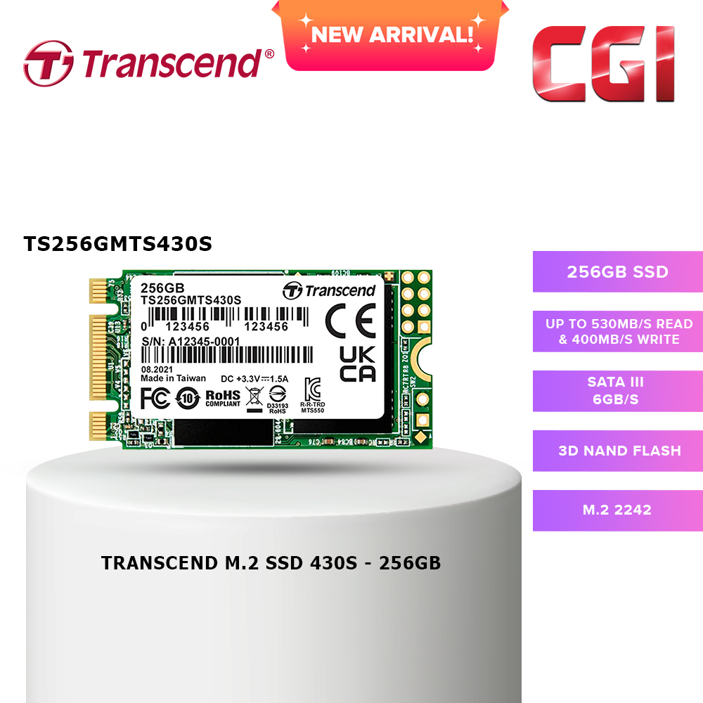 Transcend 256GB SATA III 6Gb/s M.2 2242 3D NAND SSD - TS256GMTS430S