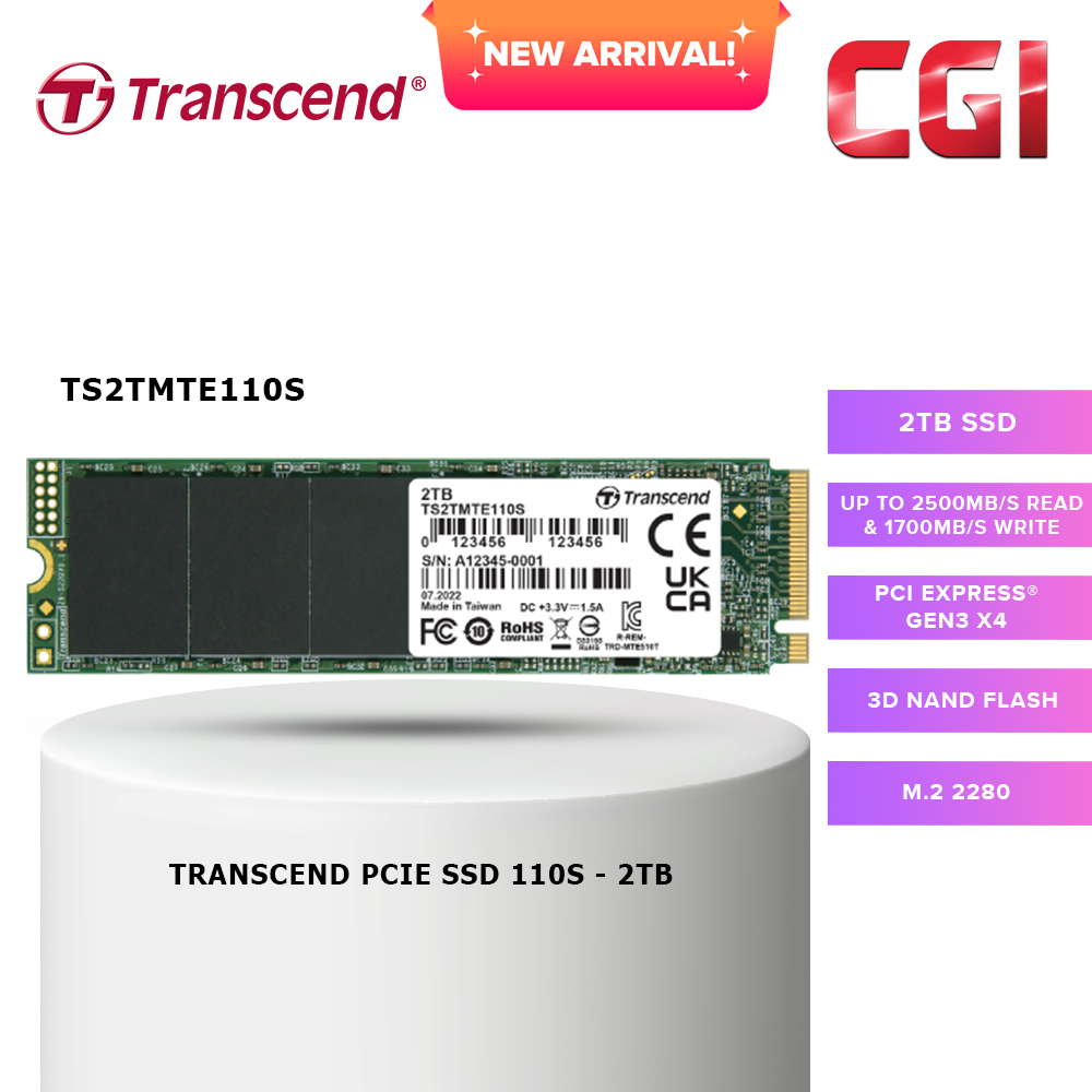 Transcend 2TB PCle 110S 3D NAND M.2 2280 SSD - TS2TMTE110S