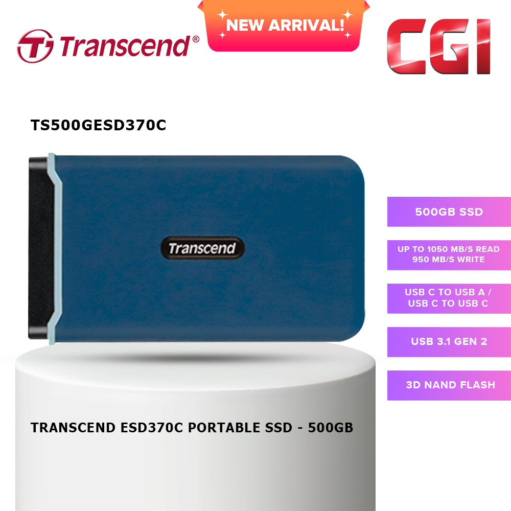 Transcend 500GB USB 3.1 Gen 2 Type-C Portable SSD - TS500GESD370C