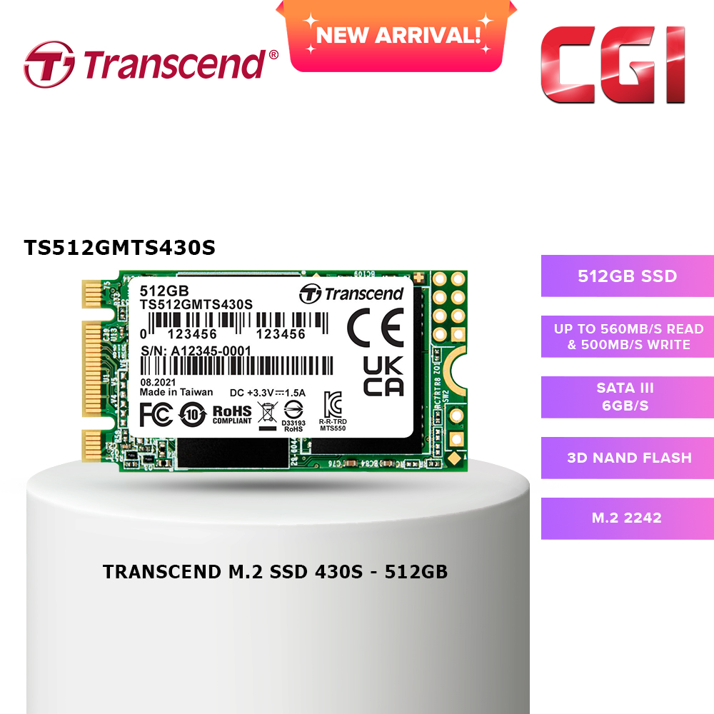 Transcend 512GB SATA III 6Gb/s M.2 2242 3D NAND SSD - TS512GMTS430S