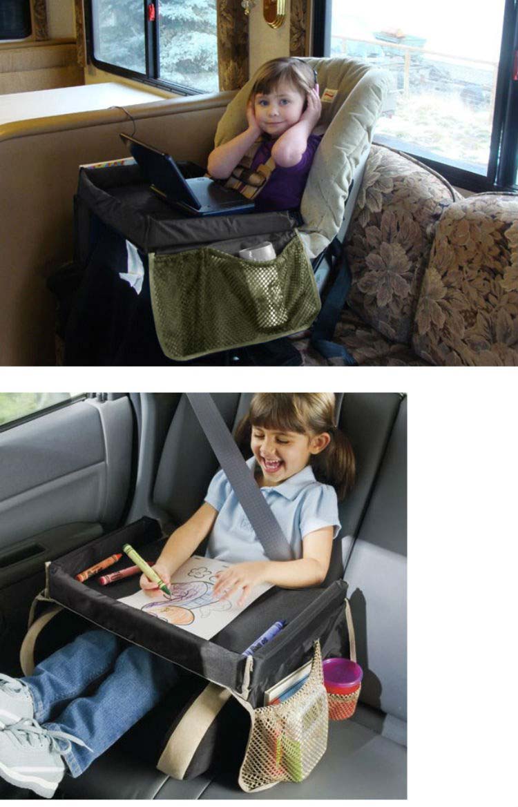 Travel Tray Kids Portable Organizer Car Seat Lap Children Road Trips