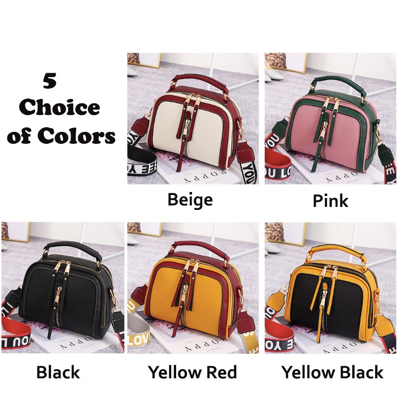Trendy Mix Color Women Handbag PU Leather Sling Bag Tote Bag