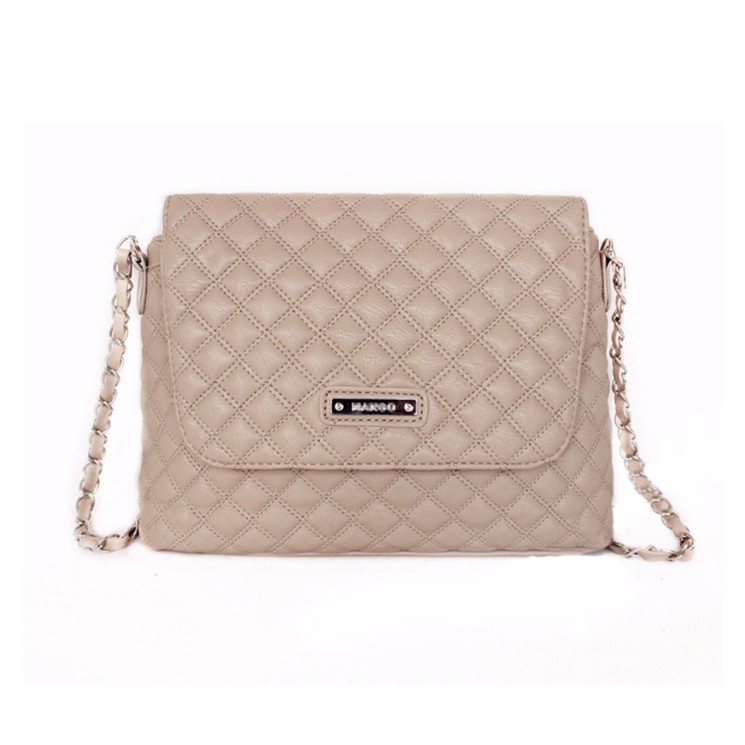 Trendy Quilted Chain Leather Sling Bag Crossbody Handbag