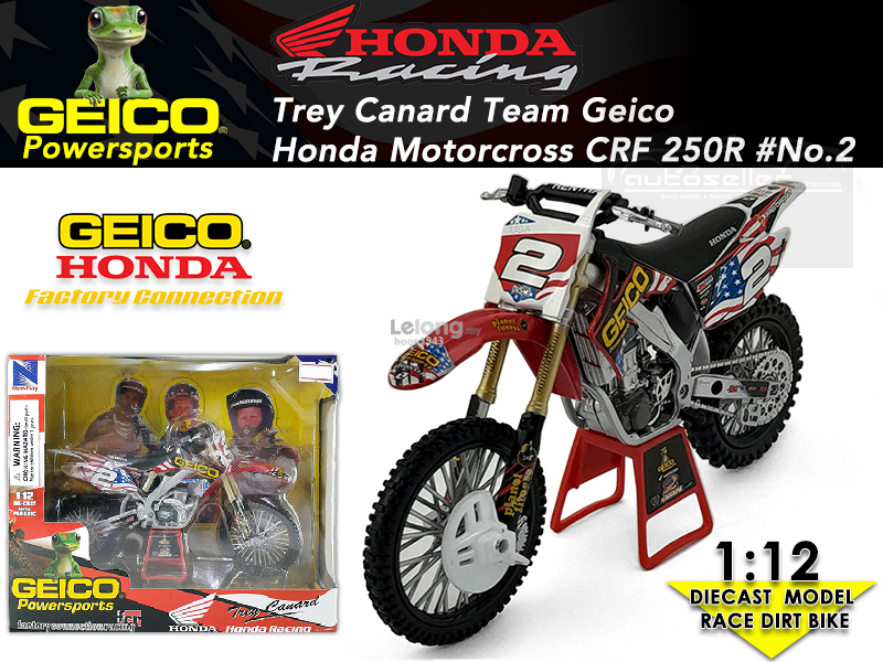 Trey Canard Team Geico 2010 Honda Motorcross CRF 250R 1:12 Dirt Bike