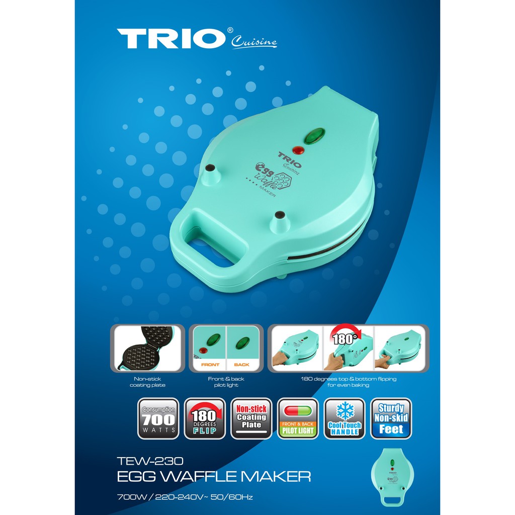 TRIO TEW-230 EGG WAFFLE MAKER
