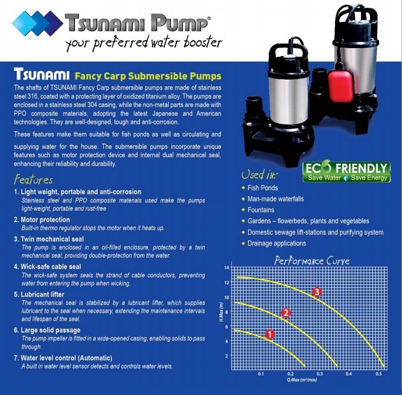 Tsunami MUS-150 Koi Pond Submersible Pump