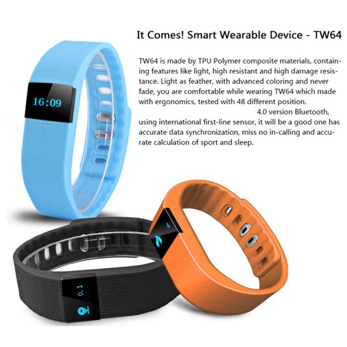 TW64 Smart Wearable Health Band Fitness Tracker