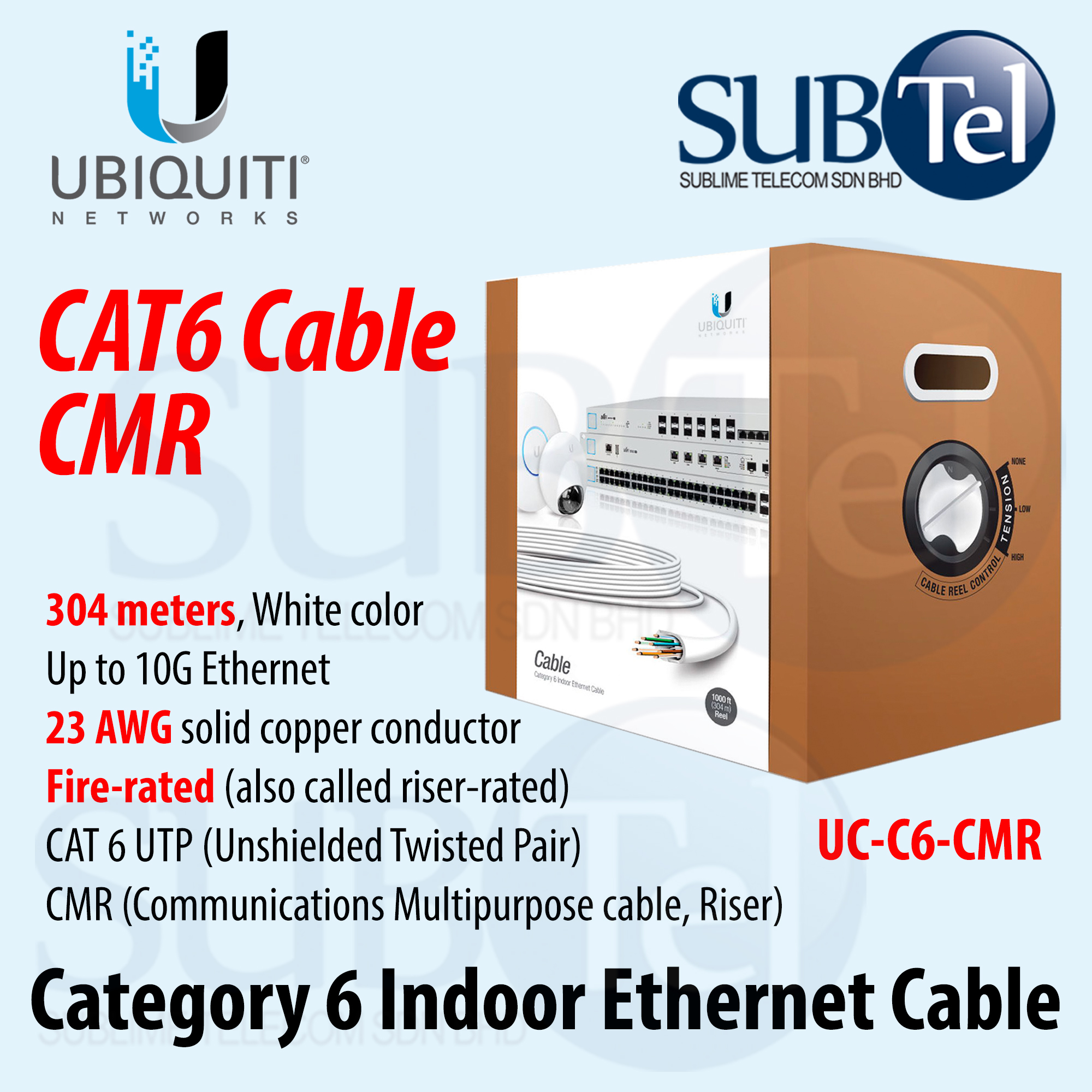 Ubiquiti UC-C6-CMR UC-C6-CMP CAT6 UTP Indoor Ethernet Cable CMR CMP