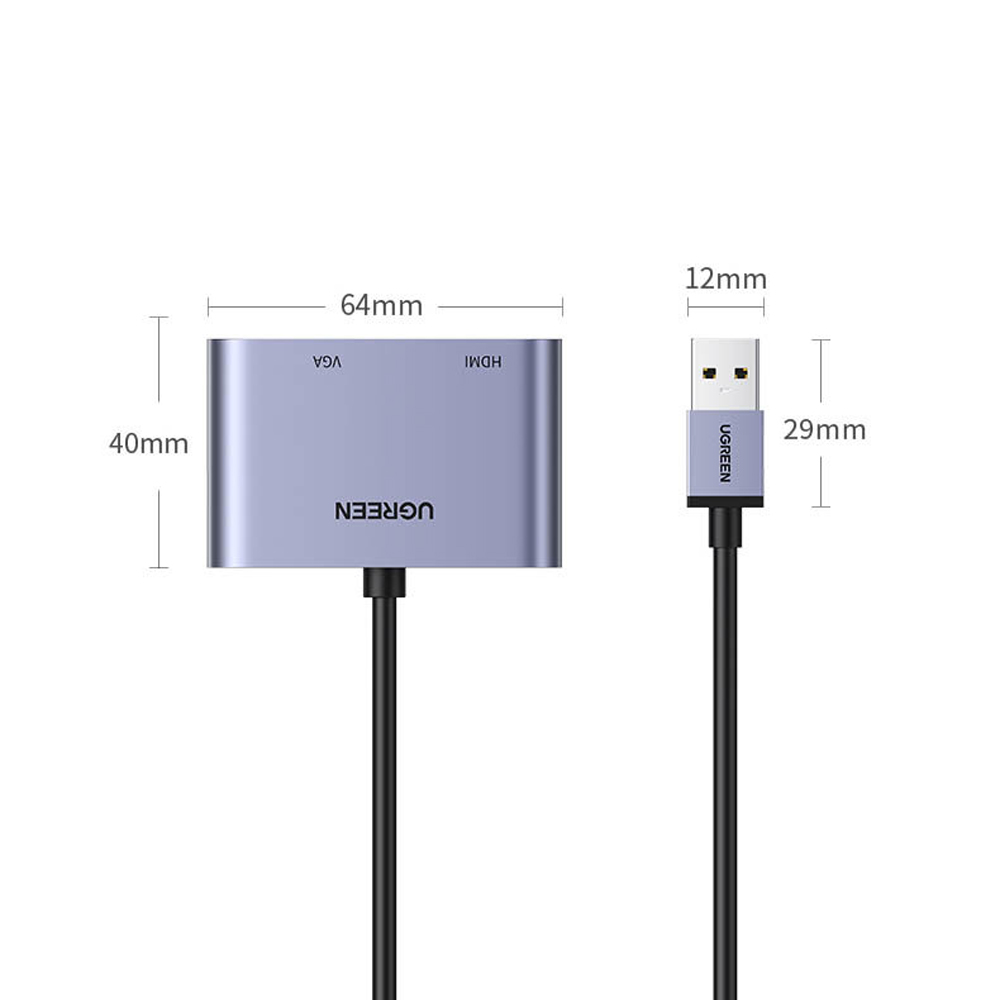 Ugreen (CM449) 20518 USB 3.0 to HDMI + VGA Converter