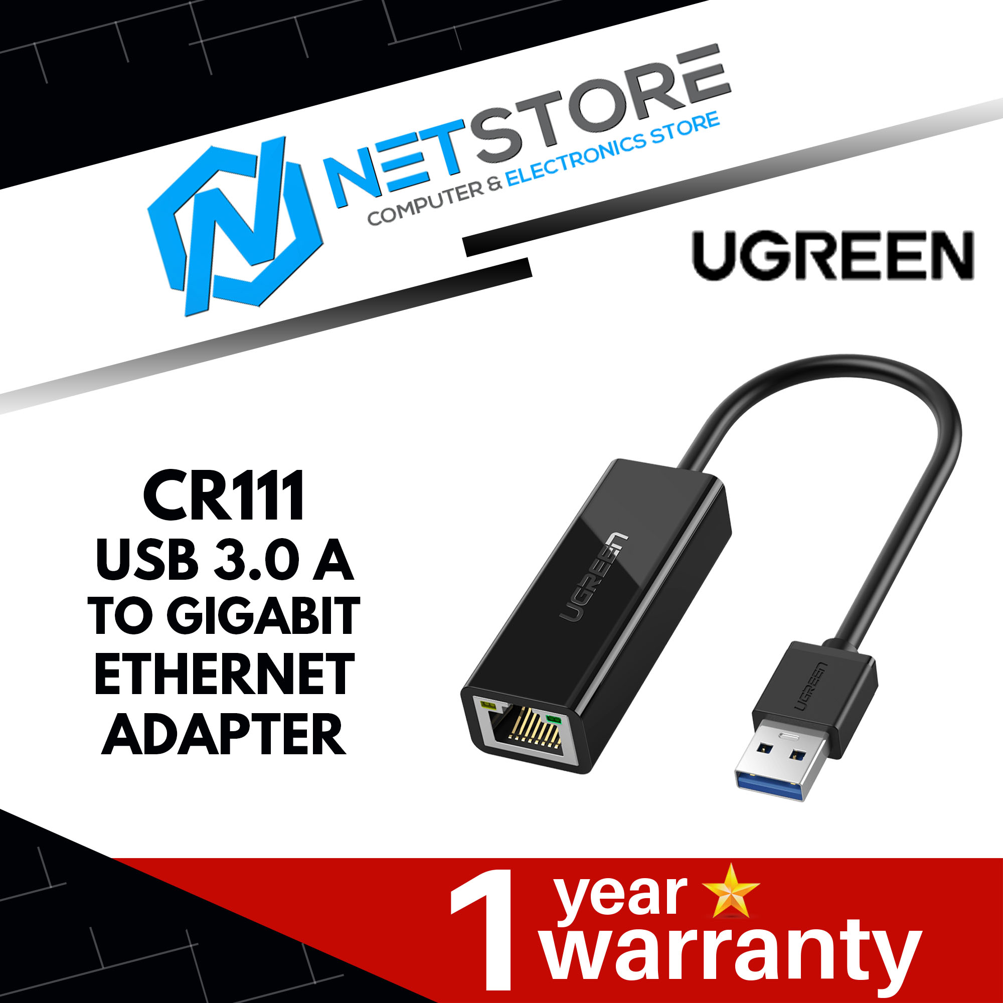 UGREEN CR111 USB 3.0 A TO GIGABIT ETHERNET ADAPTER - UG-20256