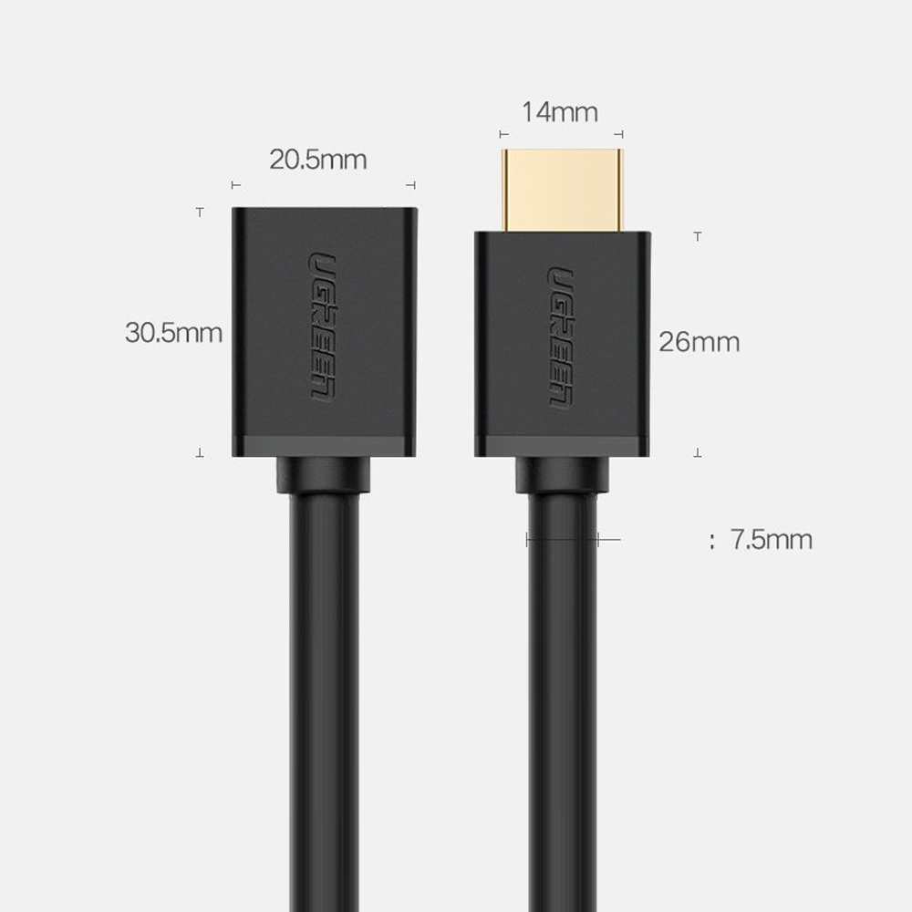 Ugreen (HD107) 10145 4K 3D HDMI Male to Female Extension Cable (3M)