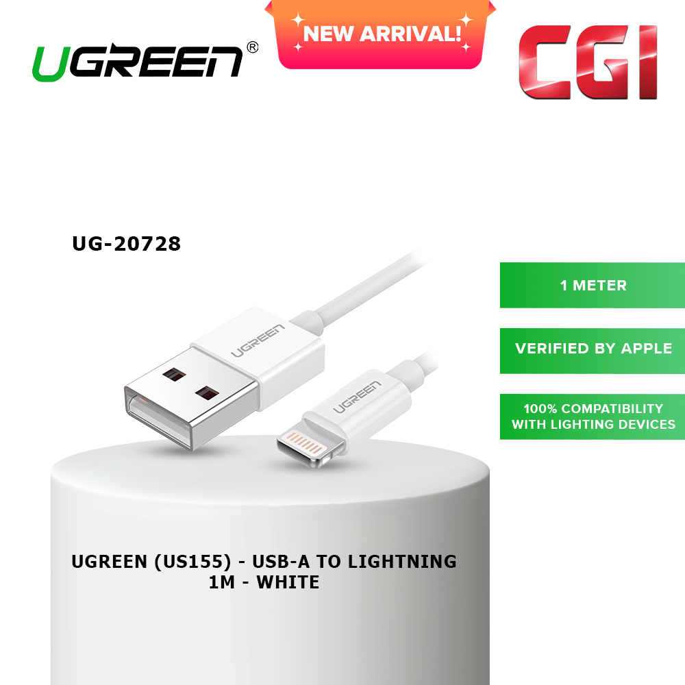 Ugreen (US155) 20728 USB A to Lighting  Cable (1M) - White