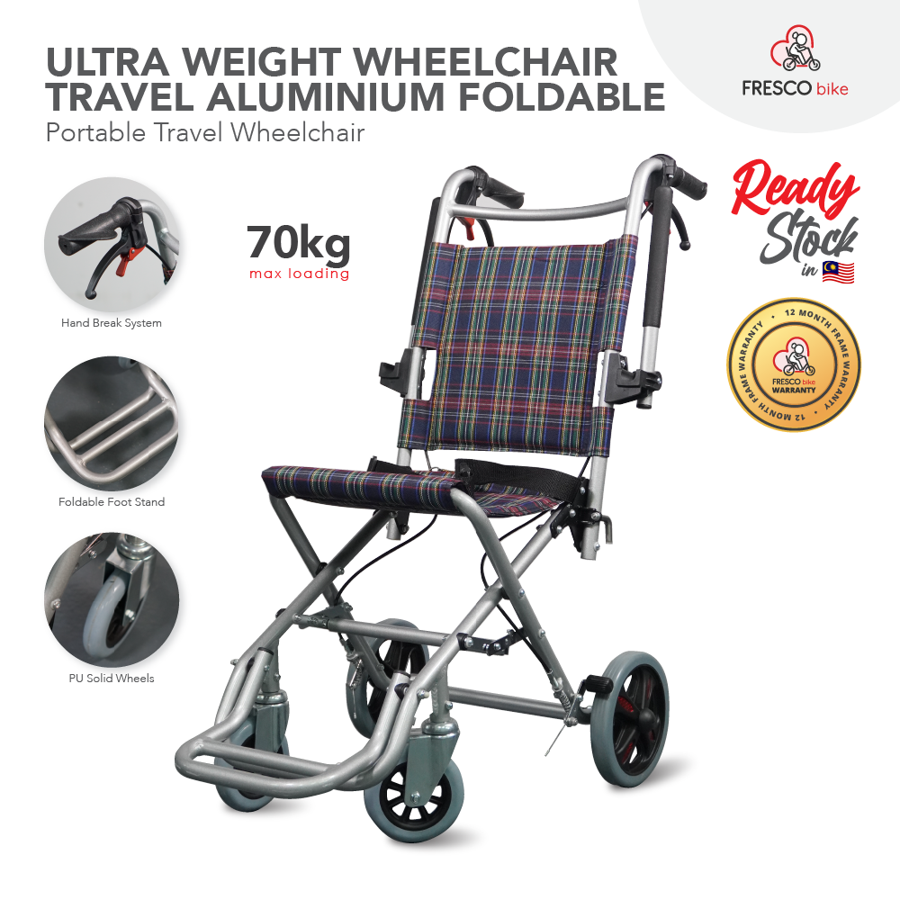 Ultralight Weight Wheelchair Travel Aluminum Foldable