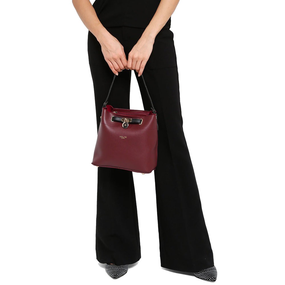 UNISA Colour Block Faux Leather Top Handle Bag Set
