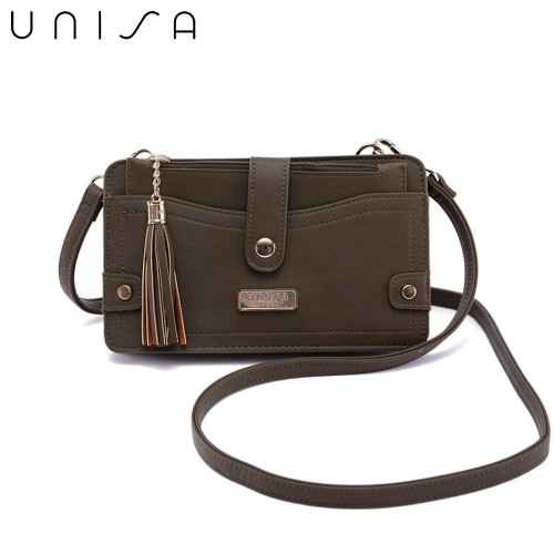 UNISA Faux Leather Mini Sling Bag With Detachable Wristlet