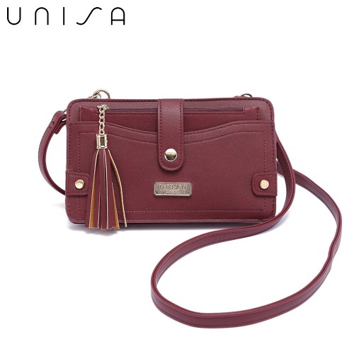 UNISA Faux Leather Mini Sling Bag With Detachable Wristlet