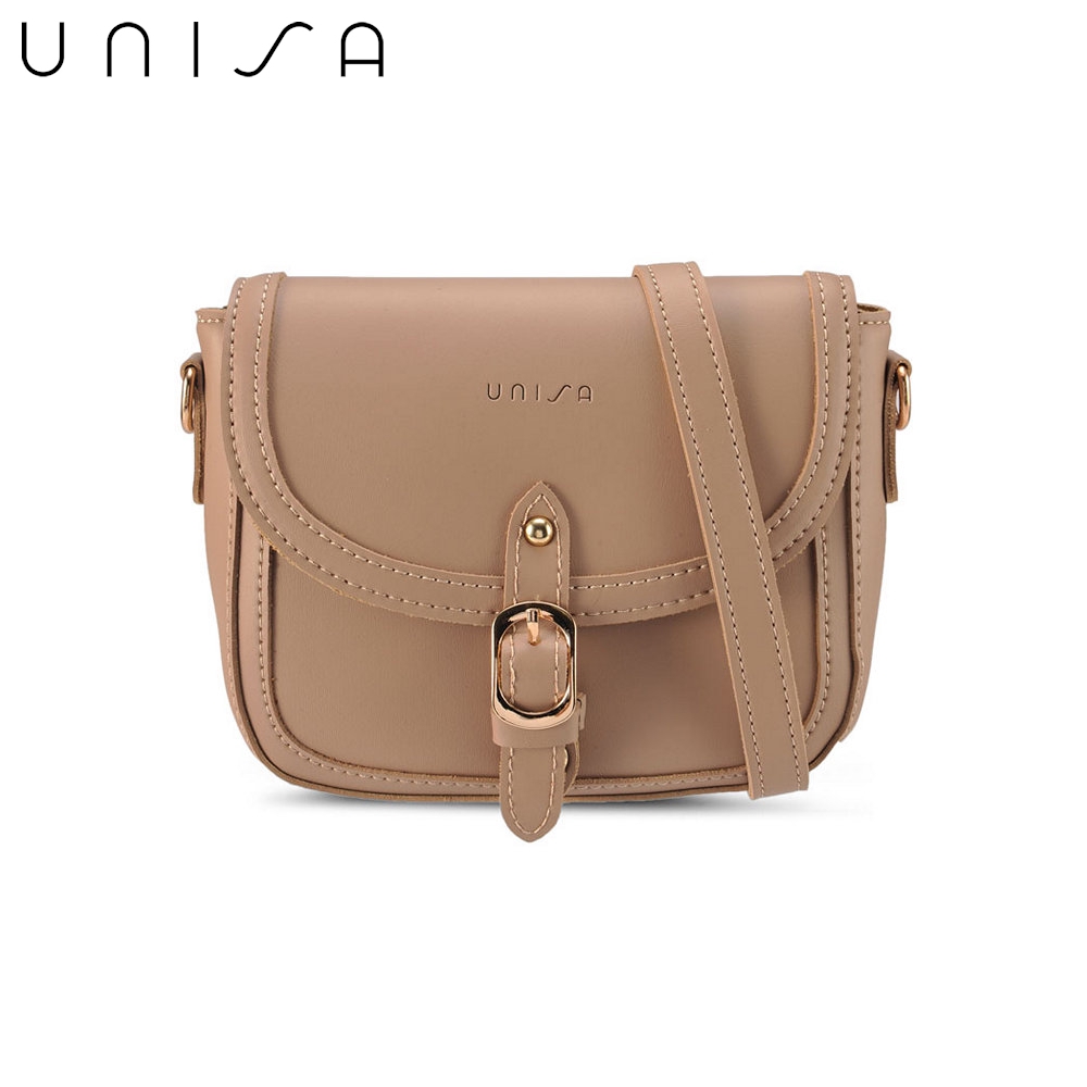 UNISA Faux Leather Sling Bag With Flap Over Beg Tangan