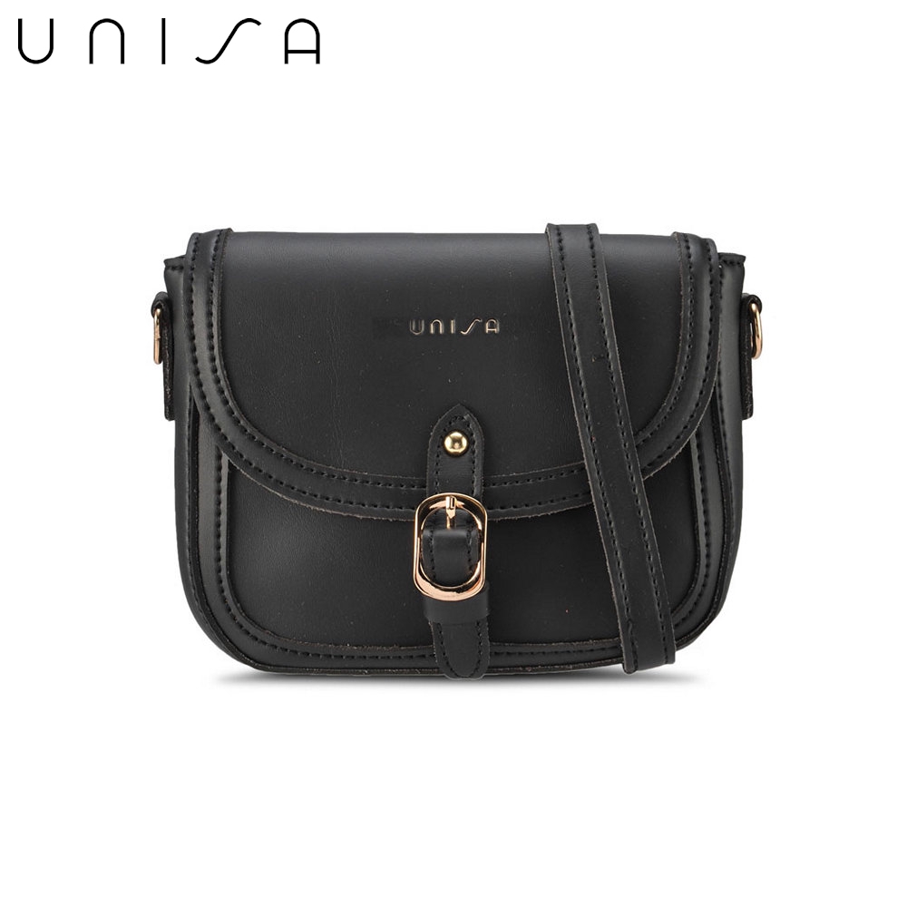 UNISA Faux Leather Sling Bag With Flap Over Beg Tangan