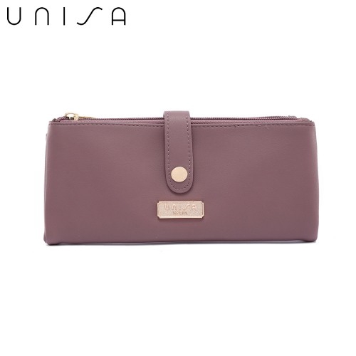 UNISA Ladies Faux Leather Double Zip Long Wallet