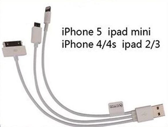 Universal mobile phone cable USB 3 in 1 cable iphone ipad samsung htc