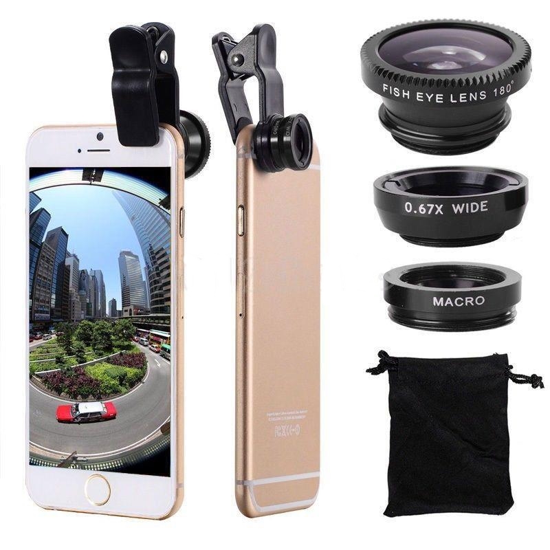 Universal Mobile Phone Camera Lens Set 3in1 Fish-Eye Macro Wide Angle