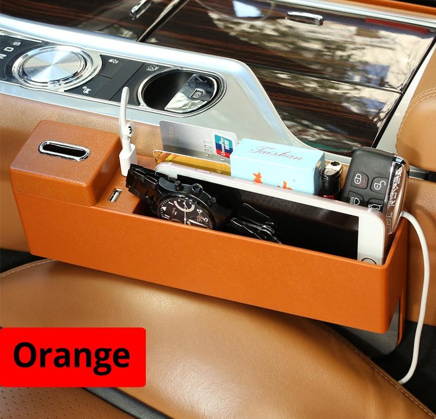 Universal USB Charging Car Seat Organizer Filler Gap Side Pocket Storage For B