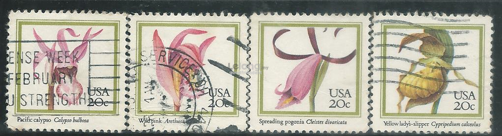 USA-19840305U	USA 1984 ORCHIDS ISSUE 4V USED