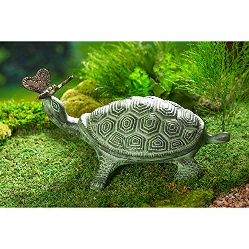 Turtle And Butterfly Verdigris Metal Garden Statue 9 X 14 X 7 Inches Evergreen Garden Outdoor Decor Animal Themed Decor For Your Garden Patio Or Yard Outdoor Decor Patio Lawn Garden Urbytus Com