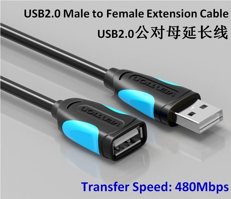 USB 2.0 High Speed Extension Cable Cord Wire Male to Female 1M 3M
