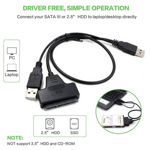 USB 2.0 To 2.5 &quot; Laptop SATA HDD SSD 22pin Converter Cable