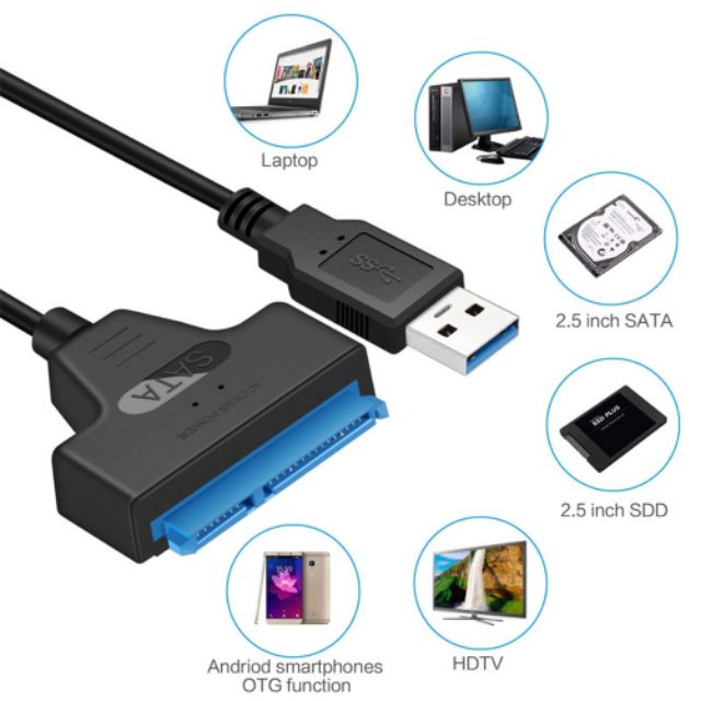 USB 3.0 SATA Cable - Sata To USB Adapter for HDD 2.5 Inches 22 Pin SSD Sata Dr