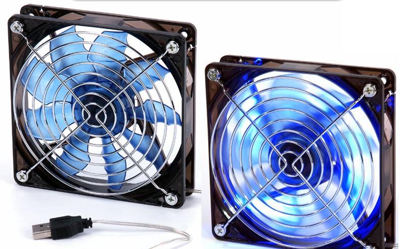 USB 900RPM 12CM Cooling Fan For LCD TV Android Box Router With 4 LED 