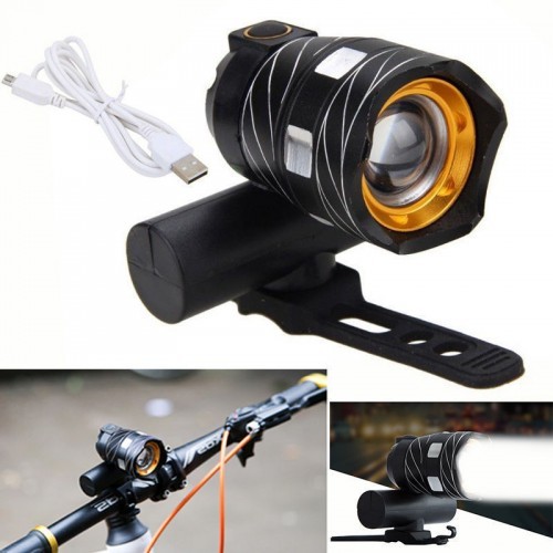 USB Rechargeable XML T6 CREE LED Bicycle Bike Front Light Cycling Lamp 3 Zooms