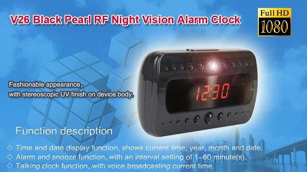 V26 IR Clock Camera Full HD 1080P Night Vision With Motion Detection