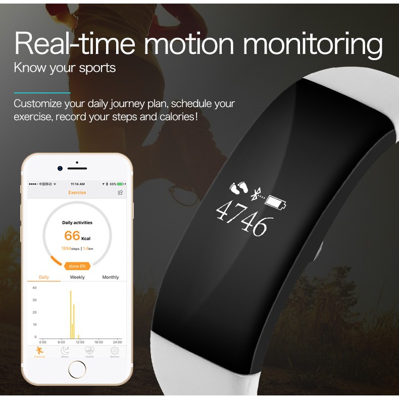 V66 Heart Rate Monitor Bluetooth Fitness Smartband