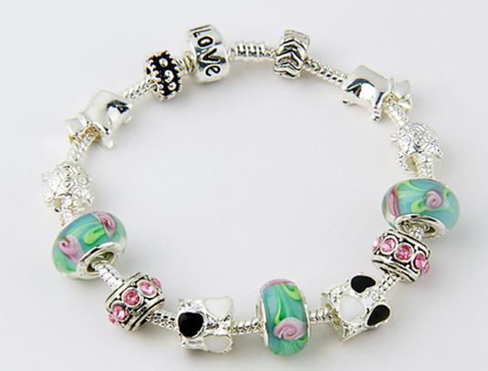 Valentine Korean Style Bamoer 925S Silver Charm Blue Love Bracelet