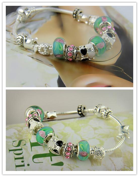 Valentine Korean Style Bamoer 925S Silver Charm Blue Love Bracelet